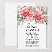 Elegante Florale Hochzeitstorte in Rosa für einen  Einladung (Vorne/Hinten)