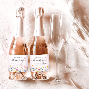 Elegante Florale Hochzeitstorte oder Eleganter Flo Schaumweinetikett