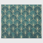 Elegante florale islamische Grün-Gold-Art-Deco Geschenkpapier (Flach)