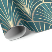 Elegante florale islamische Grün-Gold-Art-Deco Geschenkpapier (Rolleneckpunkt)