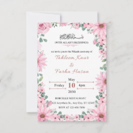 Elegante florale islamische Nikkah-Hochzeitseinlad Karte