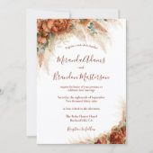 Elegante Florale Kalligrafie QR-CodeBoho-Hochzeit Einladung (Vorderseite)