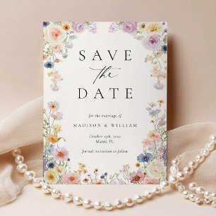 Elegante florale Kalligrafie Save the Date Postkarte
