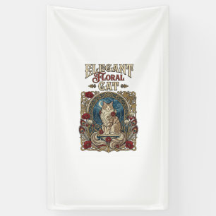 Elegante florale Katze Art Nouveau Vintage Vektor  Banner