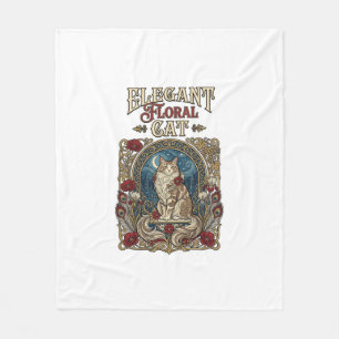 Elegante florale Katze Art Nouveau Vintage Vektor  Fleecedecke
