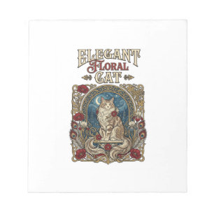 Elegante florale Katze Art Nouveau Vintage Vektor  Notizblock