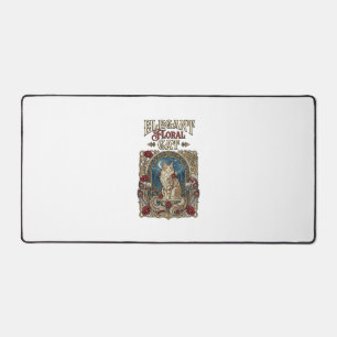 Elegante florale Katze Art Nouveau Vintage Vektor Schreibtischunterlage