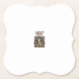 Elegante florale Katze Art Nouveau Vintage Vektor Untersetzer
