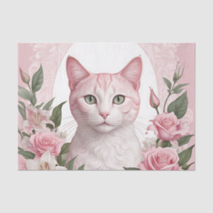 Elegante, florale Katze mit lebhaften Rose und Lil Seidenpapier