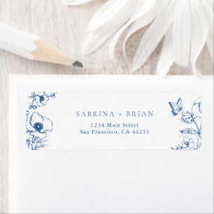 Elegante florale königsblaue Hochzeit Absenderadre