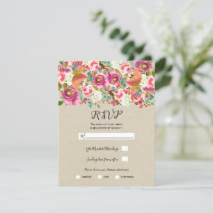 Elegante Florale Kraft Shabby Chic Hochzeits-RSVP Einladung