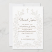 Elegante Florale Kreuz Konfirmation Dankeskarte (Vorderseite)