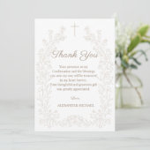 Elegante Florale Kreuz Konfirmation Dankeskarte (Stehend Vorderseite)
