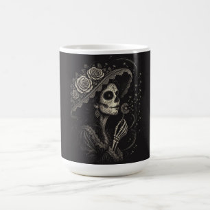 Elegante florale La-Catrina-Illustration Kaffeetasse