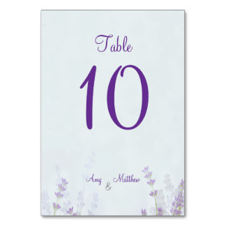 Elegante florale Lavendel-Hochzeitstisch-Nummer Tischnummer