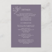 Elegante florale Lavender Wedding Details Begleitkarte (Vorderseite)