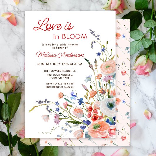 Elegante florale Liebe ist in Bloom Brautparty Einladung