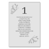 Elegante florale Light Gray Wedding Tischnummer (Vorderseite)