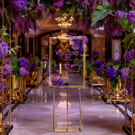 Elegante Florale Lila Luminöse Veilchen Hochzeit Acrylschild