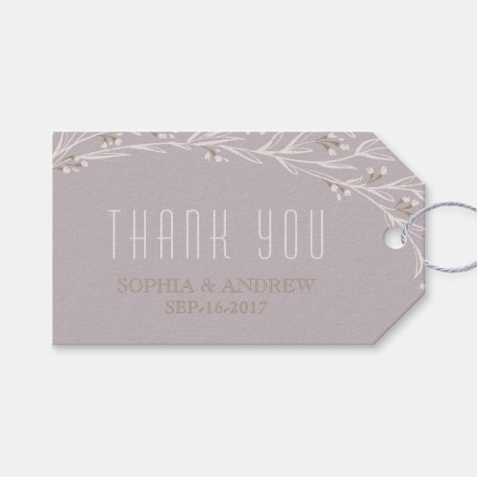Elegante florale lila rustikale Hochzeit danke Geschenkanhänger (Vorderseite (Horizontal))