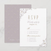 Elegante florale lila rustikale Hochzeit RSVP Karte (Vorne/Hinten)