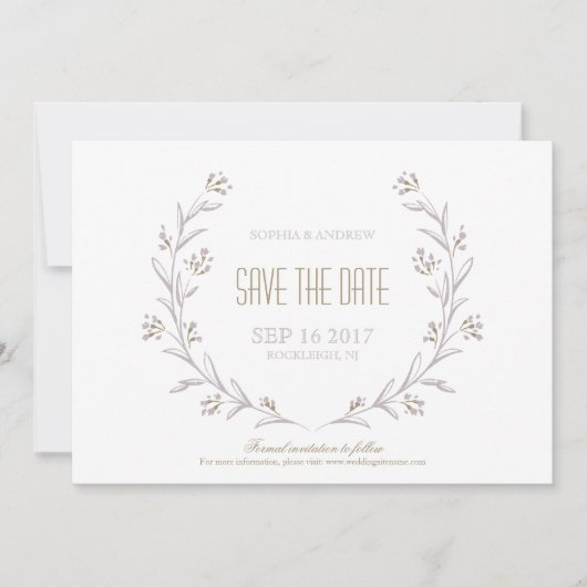 Elegante florale lila rustikale Hochzeit speichern Save The Date (Vorderseite)