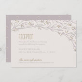 Elegante florale lila rustikale Hochzeitskarte Begleitkarte (Vorne/Hinten)