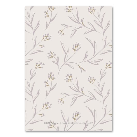 Elegante florale lila rustikale Hochzeitsstimmung  Tischnummer (Rückseite)