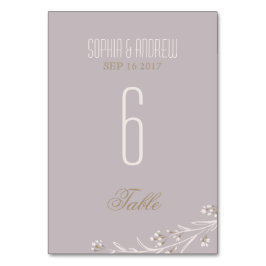 Elegante florale lila rustikale Hochzeitsstimmung Tischnummer