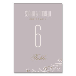 Elegante florale lila rustikale Hochzeitstisch-Num Tischnummer