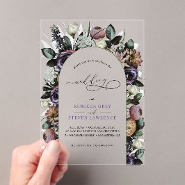 Elegante florale lila türkisfarbene Hochzeit Acryleinladungen