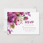 Elegante florale Magenta Rosa Moderne Hochzeit RSVP Karte (Vorderseite)