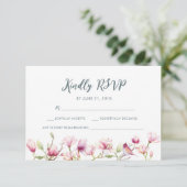 Elegante florale magnolische Aquarellkarten RSVP Einladung (Stehend Vorderseite)