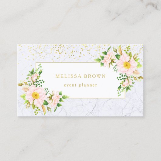 Elegante florale Marmorkarte Chic Pastel Business Visitenkarte (Vorderseite)