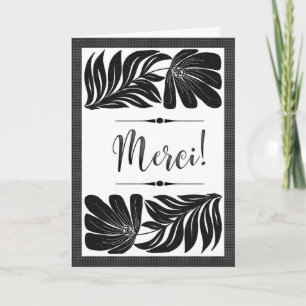 Elegante Florale Merci Mille Mercis Tropical Noir Karte