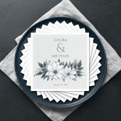 Elegante, florale Minze Aquamarin Serviette