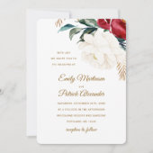 Elegante florale mit Grün Weihnachten Hochzeit Einladung (Vorderseite)