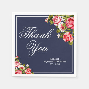 Elegante Florale Mitternachtsblaue Dankeschön-Papi Serviette