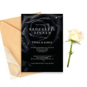 Elegante Florale Mitternachtsrose Probeessen Einladung