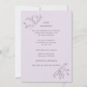 Elegante florale Moderner Lavendel Just Married Einladung (Vorderseite)
