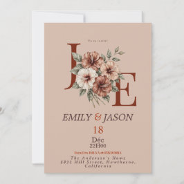 Elegante Florale Monogramm-Einladung Einladung