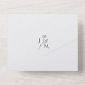 Elegante florale Monogramm in einem Hochzeitladen All In One Einladung (Rückseite)