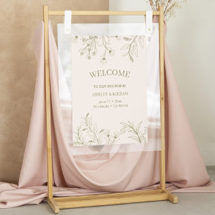 Elegante florale Moss Green Begrüßung Poster