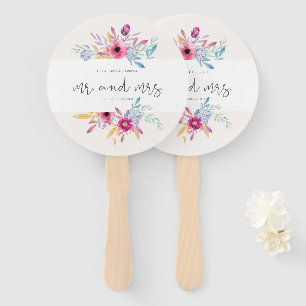 Elegante Florale Mr & Mrs Hochzeit Handfächer