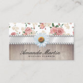 Elegante florale Muster Holz Trim und Daisy Visitenkarte (Vorderseite)