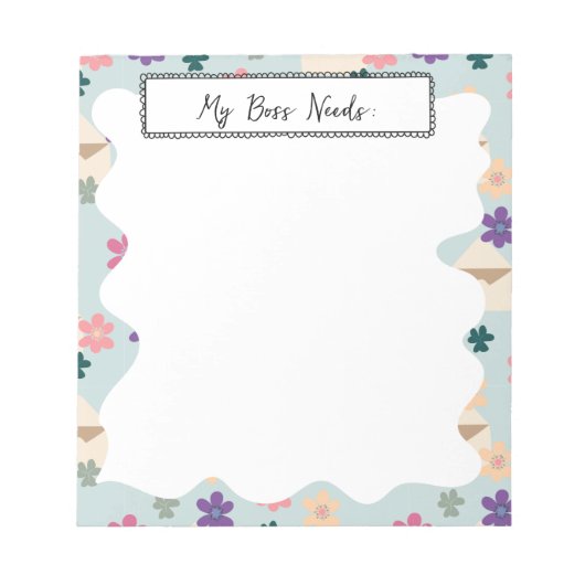 Elegante florale Musterumschläge mit Text Notepad Notizblock (Vorderseite)