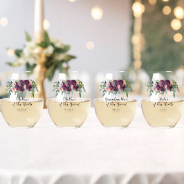 Elegante florale Mutter des Brautgartens Weinglas Ohne Stiel