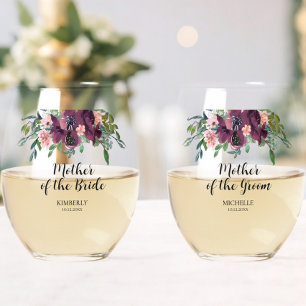 Elegante florale Mutter des Brautgartens Weinglas Ohne Stiel