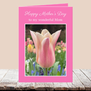 Elegante Florale Muttertags-Karte mit rosa Tulpe Karte