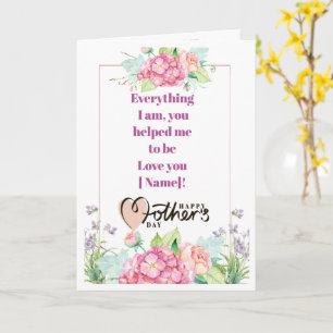 Elegante Florale Muttertags-Postkarte mit Namen Karte